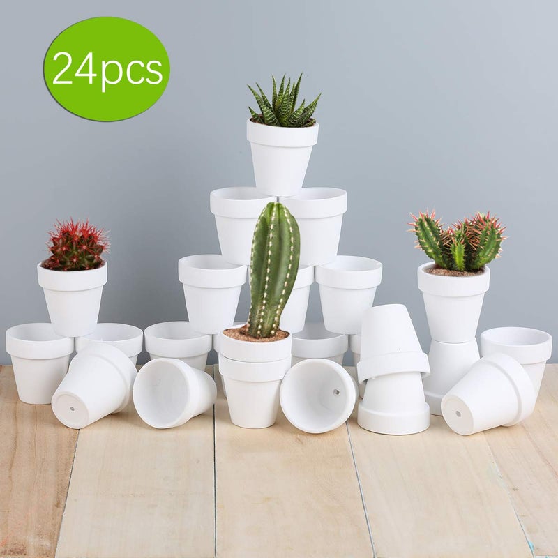 FCFKUK 24pcs Small Mini Clay Pots, 2.5'' Terracotta Pot Clay Ceramic Pottery Planter, Cactus Flower Terra Cotta Pots, Succulents Nursery Pots, with Drainage Hole, for Indoor/Outdoor - Image 5